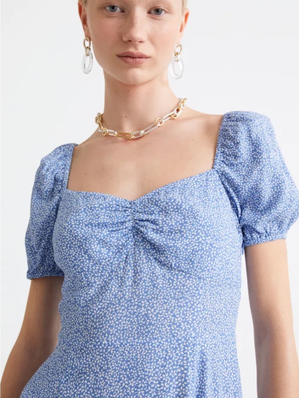 & Other Stories Flowy Puff Sleeve Midi Dress